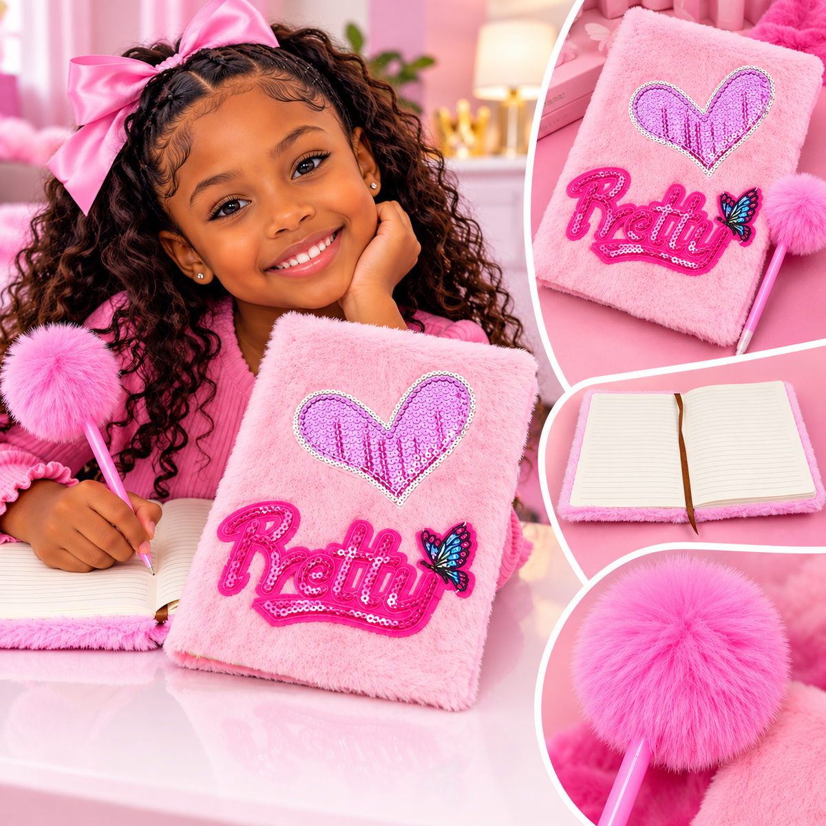 Pretty Girl Plush Journal Set
