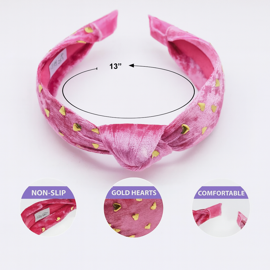 'Gold Heart' Studded Kids Knot Headband