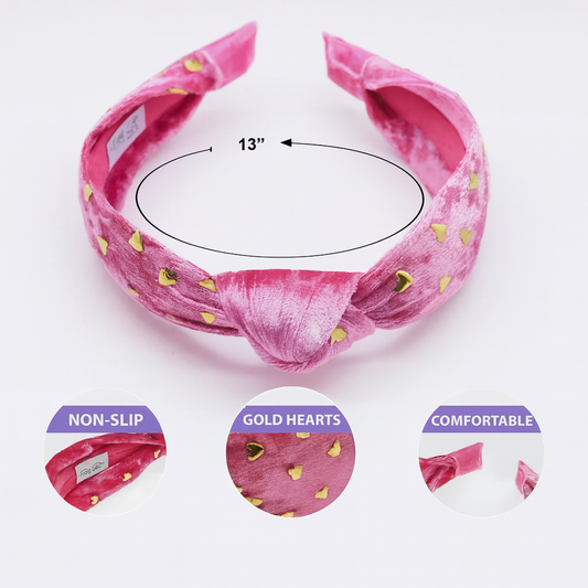 'Gold Heart' Studded Kids Knot Headband