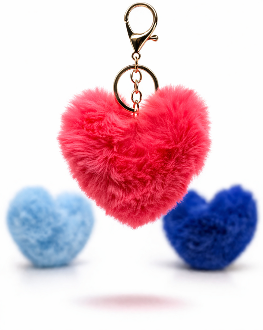 Fluffy Heart Keychain