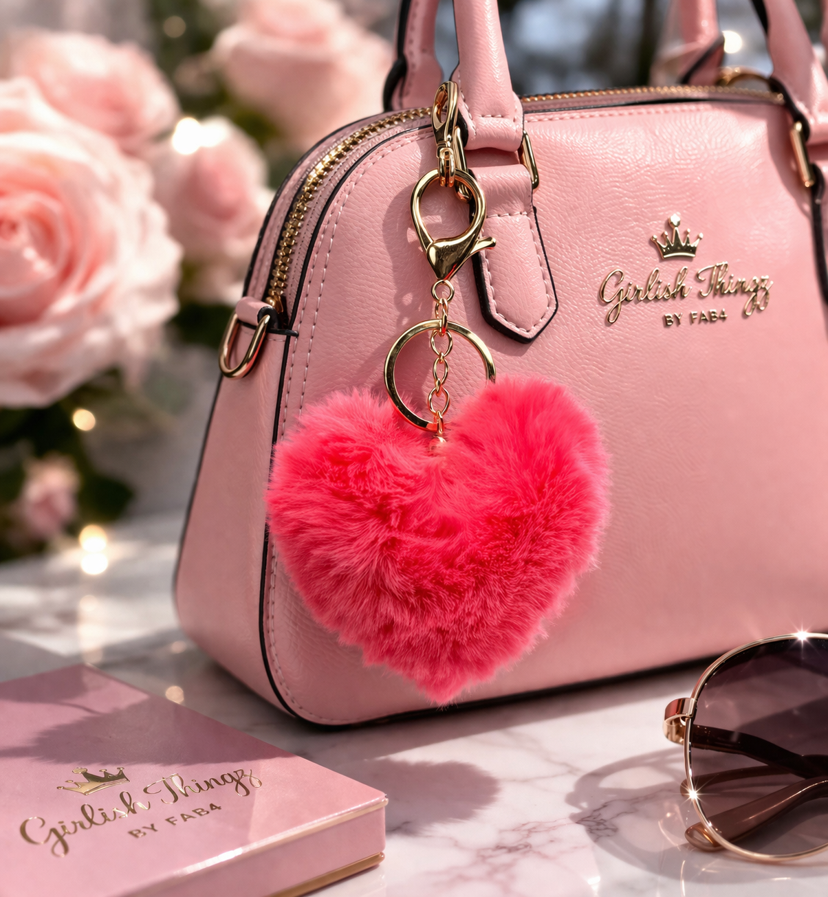 Fluffy Heart Keychain