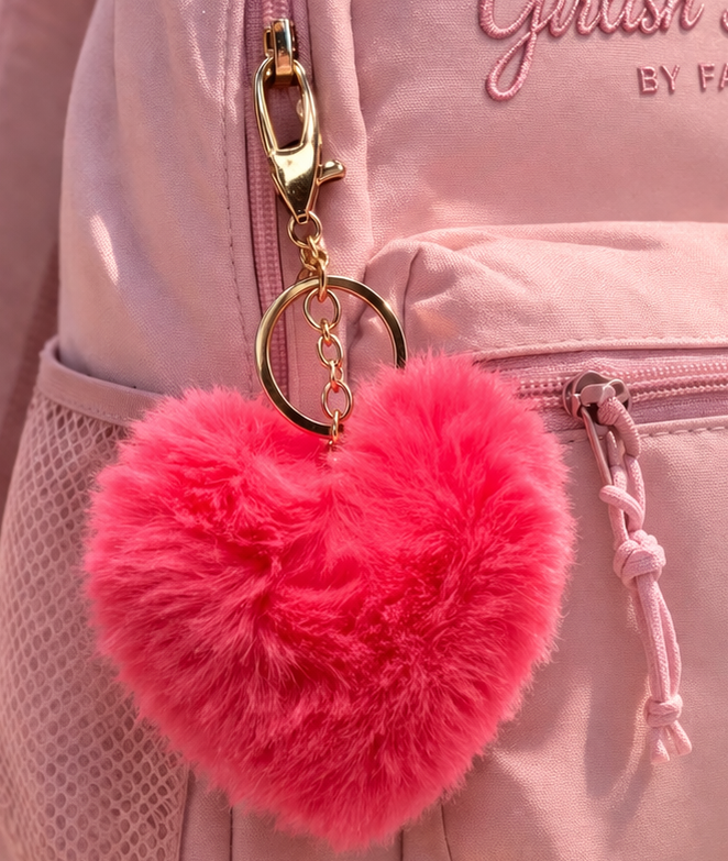 Fluffy Heart Keychain
